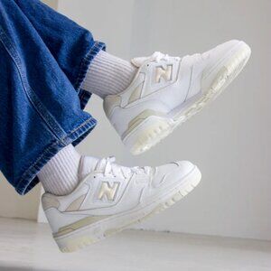 New Balance 550 Sneakers in White and Beige